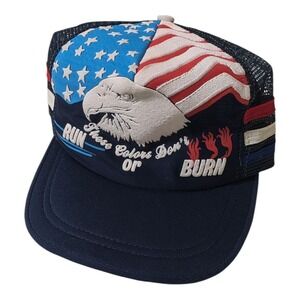 Patriotic USA Flag Eagle 3 Stripe Trucker Hat Haband‎ Made in USA Patriot July 4